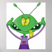 Poster Funny Green Alien Making Silly Face (Devant)