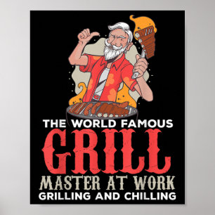Poster Funny Grill Master Bbq Lovers Foodies Chef Fumé