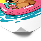 Poster Funny Groundhog Hawaiian Flamingo Float Beach Summ (Coin)