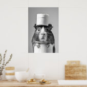 Poster Funny Guinea Pig Bathroom Print, Toilet Paper Hat (Cuisine)