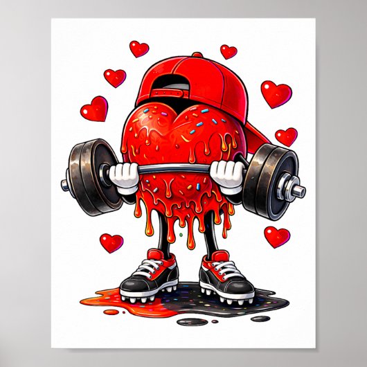 Poster Funny Gym Heart Weightlifting Fitness Workout Drip (Devant)