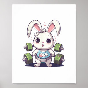 Poster Funny Gym Workout Bunny Fitness Studio Rabbit Card