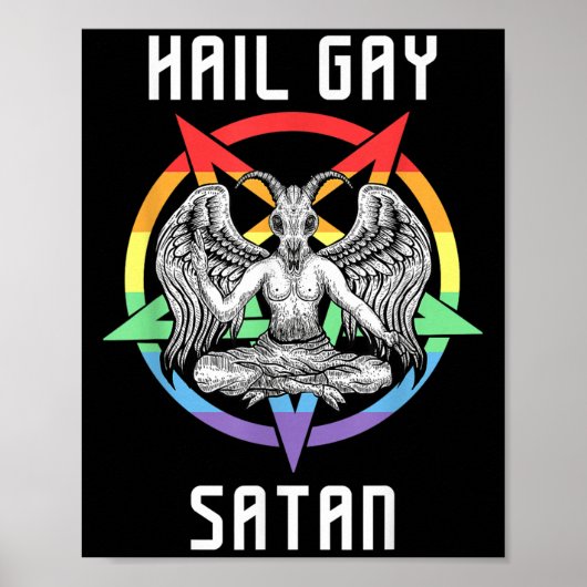 Poster Funny Hail Gay Satan Lgbt Goth Gay pride Baphomet (Devant)