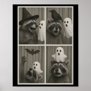 Poster Funny Halloween Party Raccoon Photo Cabine Design