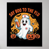 Poster Funny Halloween Quote Say Boo To The Flu Cool Vacc (Devant)