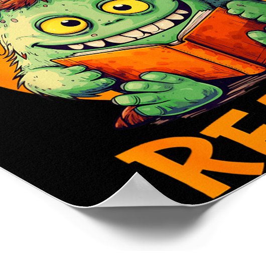 Poster Funny Halloween Teacher Librarian Monster Reading (Coin)