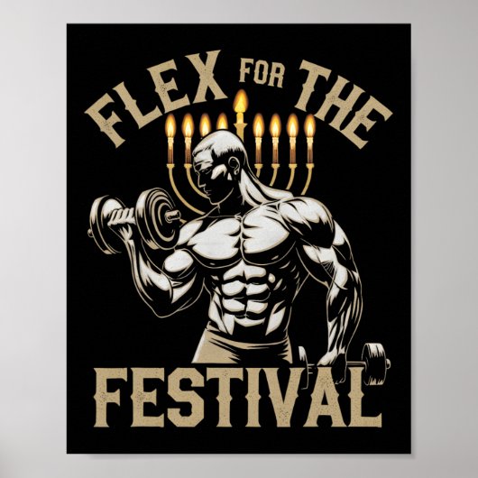 Poster Funny Hanoukka Jewish Gym Workout Flex Festival (Devant)