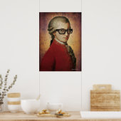 Poster Funny Happy Hipster Mozart classique musique Art (Cuisine)