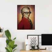 Poster Funny Happy Hipster Mozart classique musique Art (Bureau à domicile)