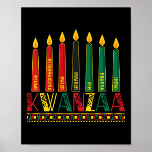 Poster Funny Happy Kwanzaa Kinara Principes bougies Pan