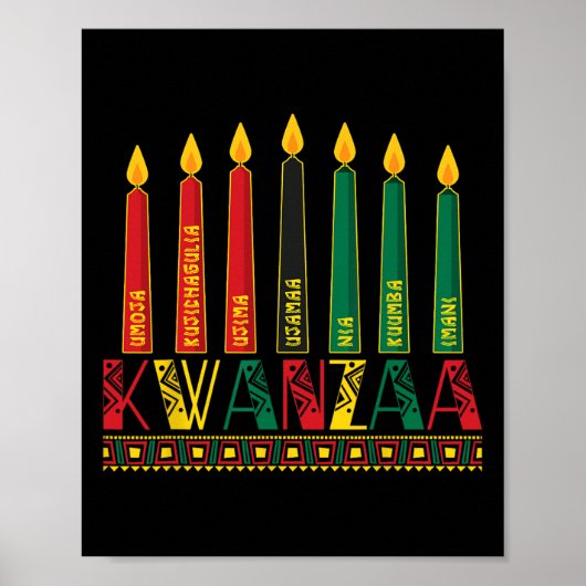 Poster Funny Happy Kwanzaa Kinara Principes bougies Pan (Devant)