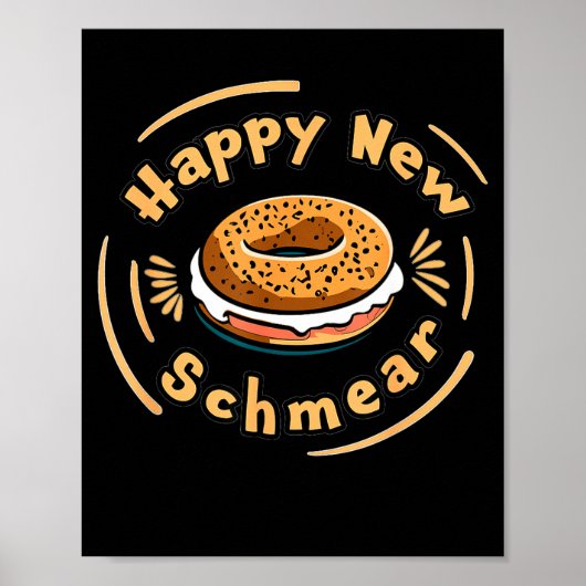 Poster Funny Happy New Year Bagel &amp; Schmear Jewish Br (Devant)