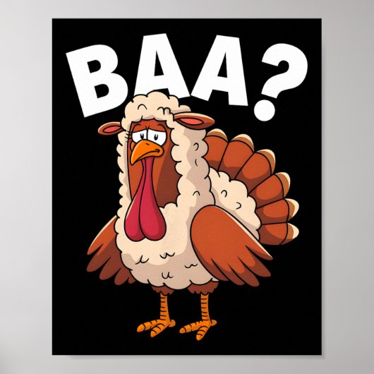 Poster Funny Happy Thanksgiving Turkey A Lamb Costume  (Devant)