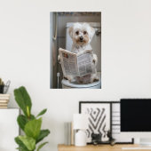 Poster Funny Havanese Dog Print, Bathroom Newspaper Art (Bureau à domicile)