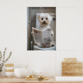 Poster Funny Havanese Dog Print, Bathroom Newspaper Art (Cuisine)