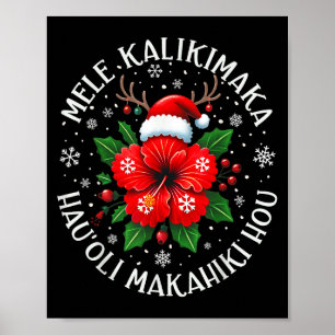 Poster Funny Hawaii Père Noël Xmas Tree vacances de surf 