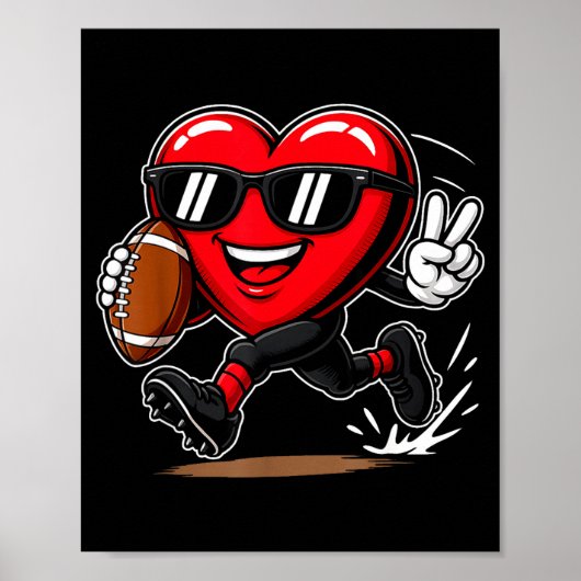 Poster Funny Heart Playing Football Srts Lover Valentine (Devant)