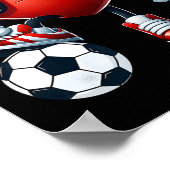 Poster Funny Heart Playing Soccer Valentines Day Mens Boy (Coin)