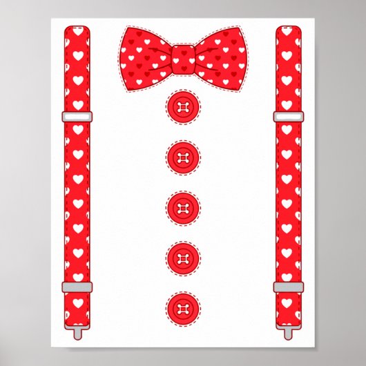 Poster Funny Hearts Bow Tie Suspenders Valentine's Day Co (Devant)