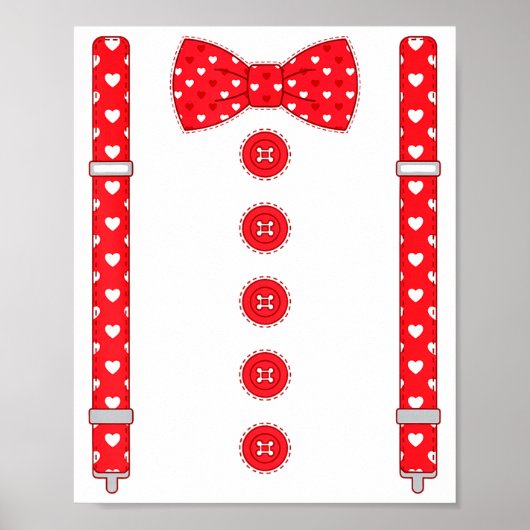 Poster Funny Hearts Bow Tie Suspenders Valentine's Day Co (Devant)