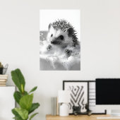 Poster Funny Hedgehog Bubble Bath Print, Bathroom Animal (Bureau à domicile)