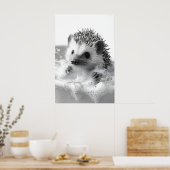 Poster Funny Hedgehog Bubble Bath Print, Bathroom Animal (Cuisine)