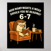 Poster Funny Hedgehog Reading Book 67 Six Seven Meme  (Devant)