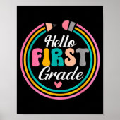 Poster Funny Hello First Grade Pencil Circle Design  (Devant)