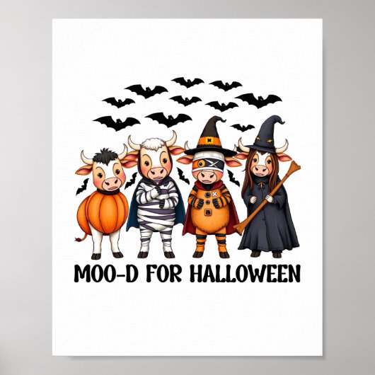 Poster Funny Highland Cow Moo-d pour Halloween (Devant)