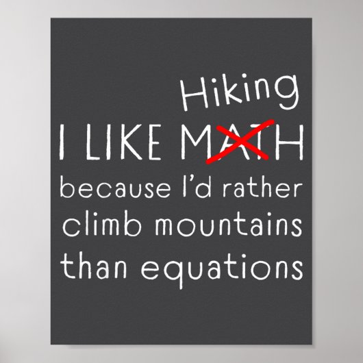 Poster Funny Hiking Over Math Humor Mountains Vs Equation (Devant)