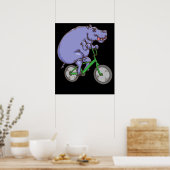 Poster Funny Hippo équitation vélo Hippopotamus enfants H (Cuisine)