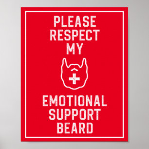 Poster Funny Homme's Emotional Support Beard Joke Billet 