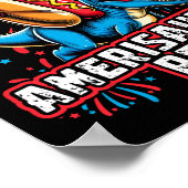 Poster Funny Hotdog T Rex Dinosaur 4 juillet Amerisauru (Coin)