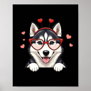 Poster Funny Husky Heart Headnd Saint-Valentin Husky Femm