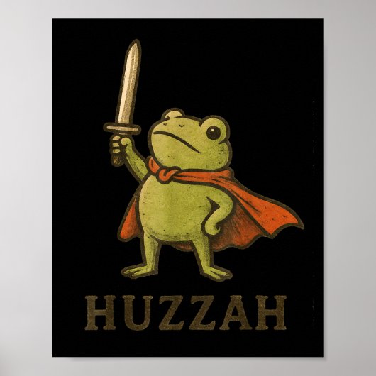 Poster Funny Huzzah Frog Shirt, Vintage Toad Knight Tee  (Devant)