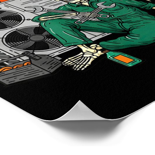 Poster Funny Hvac Tech Skeleton Chillin For A Livin  (Coin)