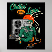 Poster Funny Hvac Tech Skeleton Chillin For A Livin  (Devant)