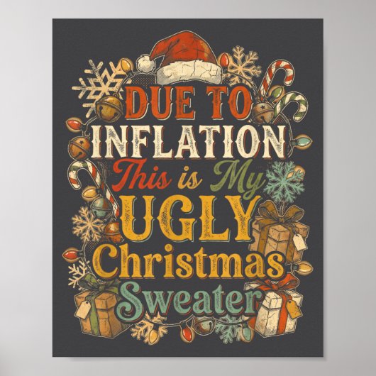 Poster Funny Inflation Ugly Christmas Sweater Retro Vinta (Devant)