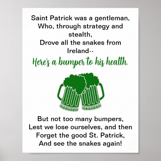Poster Funny Irish Toast St. Patrick's Day (Devant)