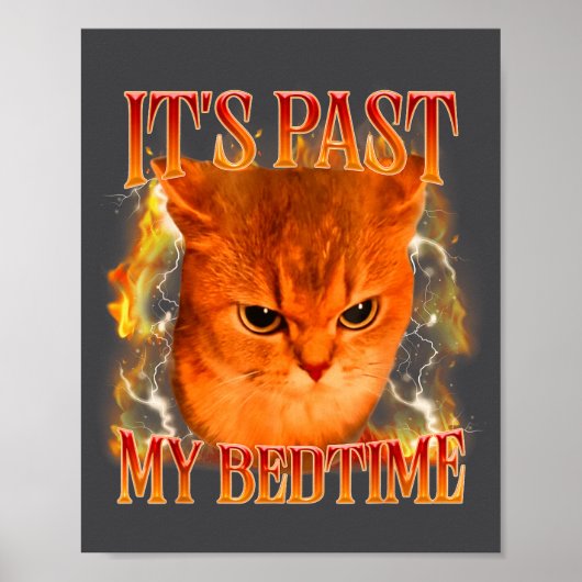 Poster Funny It's Past My Bedtime Cat Meme Animals Humor (Devant)