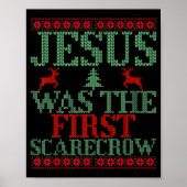 Poster Funny Jesus Was The First Ecrow Ugly Sweater Style (Devant)