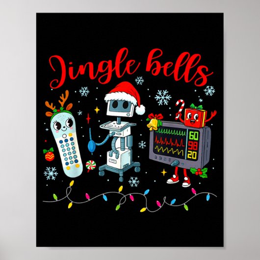 Poster Funny Jingle Bells Telemetry Nurse Christmas Tech (Devant)