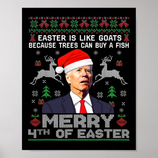 Poster Funny Joe Biden Christmas Santa Hat Merry 4th Of E (Devant)