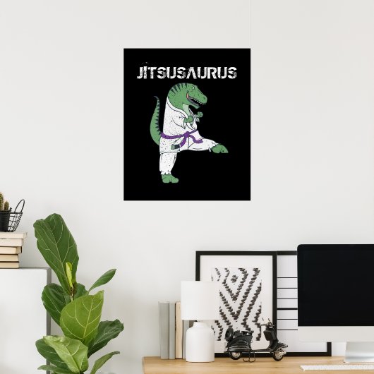 Poster Funny Jujitsu, T-Rex Jiu Jitsu Black Belt (Bureau à domicile)