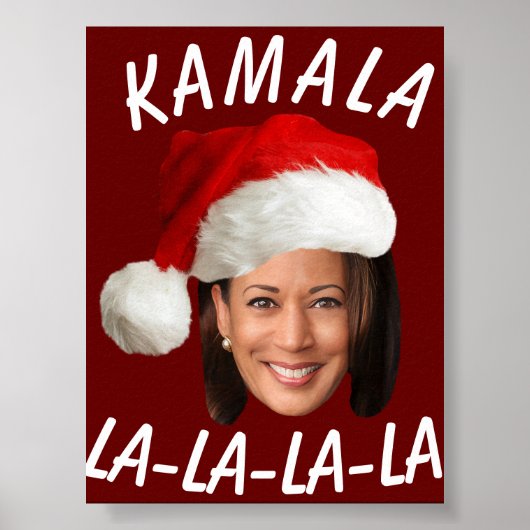 Poster Funny Kamala Harris Face Santa Hat Noël (Devant)