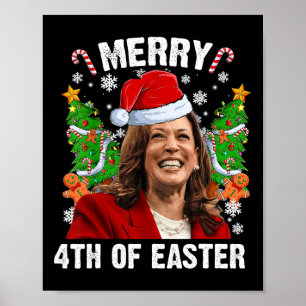 Poster Funny Kamala Harris Noël Santa Hat Joyeux 4e