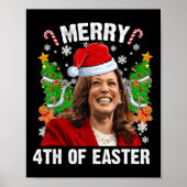 Poster Funny Kamala Harris Noël Santa Hat Joyeux 4e (Devant)