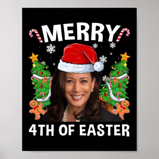 Poster Funny Kamala Harris Noël Santa Hat Joyeux 4e (Devant)