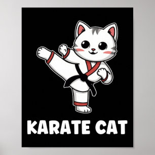 Poster Funny Karate Cat Kawaii Fille Femmes Karate