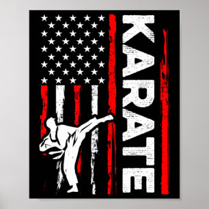 Poster Funny Karate Design 4 juillet Drapeau américain